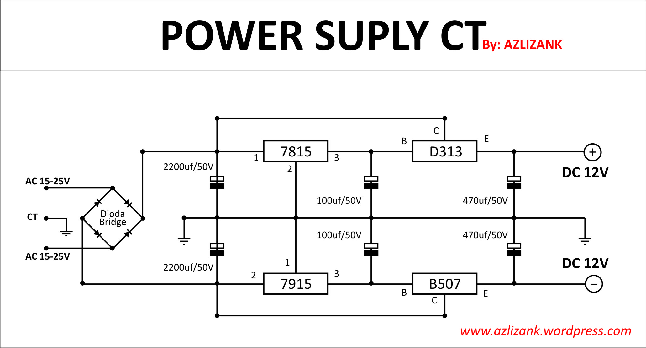 Rangkaian Power Supply 12 Volt 5 Ampere Ct